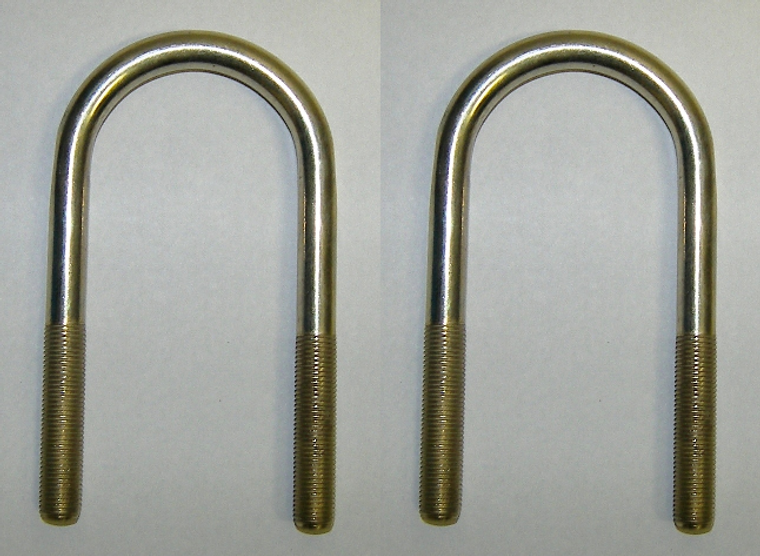 2x USA Made 4 Inch Length U Bolt | Zinc Plated | 3/8 Inch - 24 Thread Size