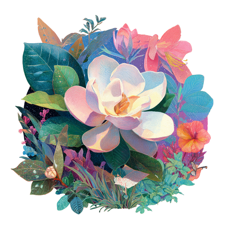 Blooming Gardenia Illustration Vinyl Car Decal Sticker – Waterproof & UV-Resistant 6.826666666666667"