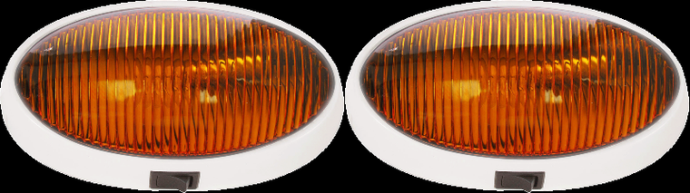 2x Enhance Your Outdoor Space with Optronics Porch Light | Amber Oval Design, 12.8V Bulb, Built-in Switch