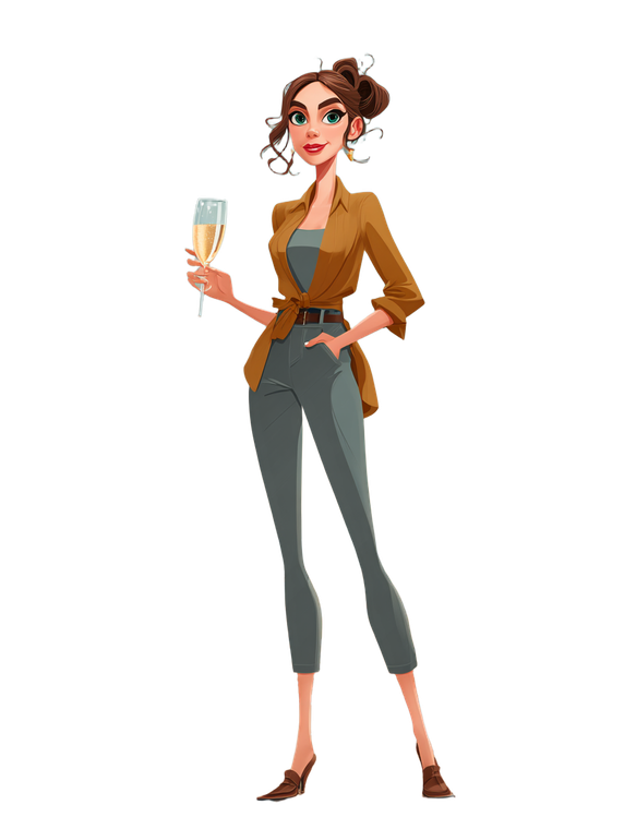 Cartoon Woman Champagne Vinyl Car Decal Sticker – Waterproof & UV-Resistant 4.1066666666666665"