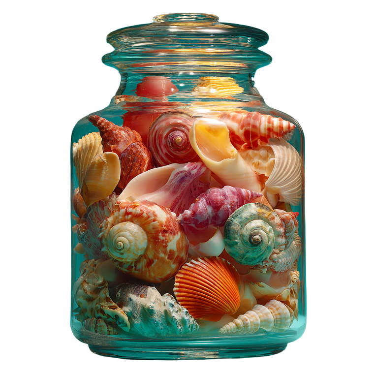 Seashell Jar Vinyl Car Decal Sticker – Waterproof & UV-Resistant 3.4133333333333336"