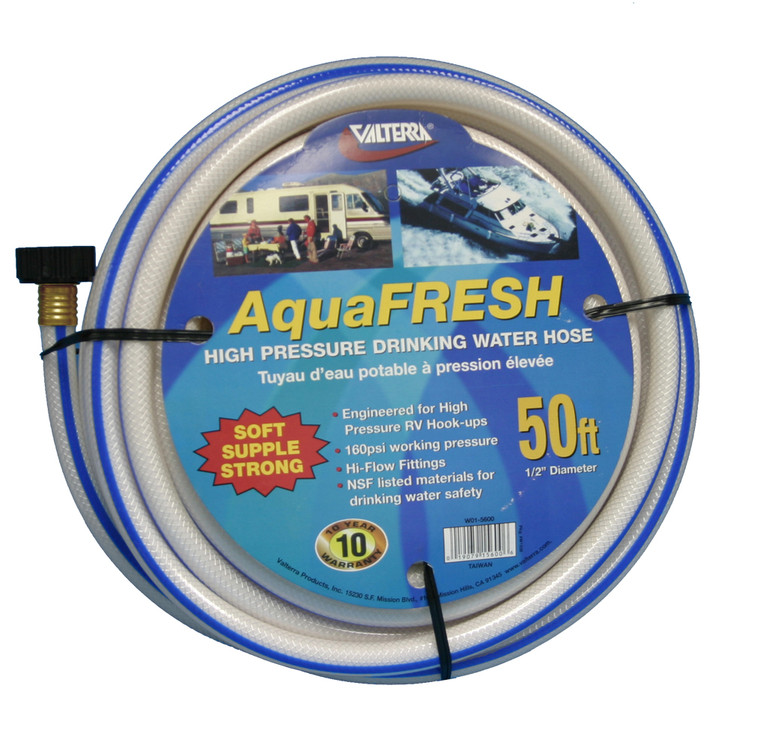 Valterra High Pressure Fresh Water Hose | 50ft Non-Toxic NSF Listed | Easy To Use Gripper