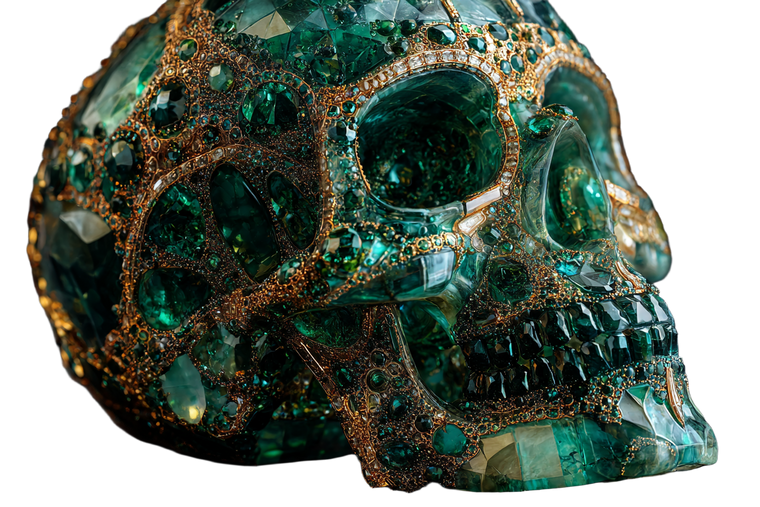 Emerald Skull Sculpture Vinyl Car Decal Sticker – Waterproof & UV-Resistant 2.986666666666667"