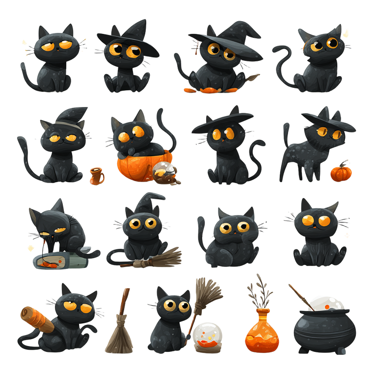 Stylish Witch Cats Vinyl Car Decal Sticker – Waterproof & UV-Resistant 3.4133333333333336"