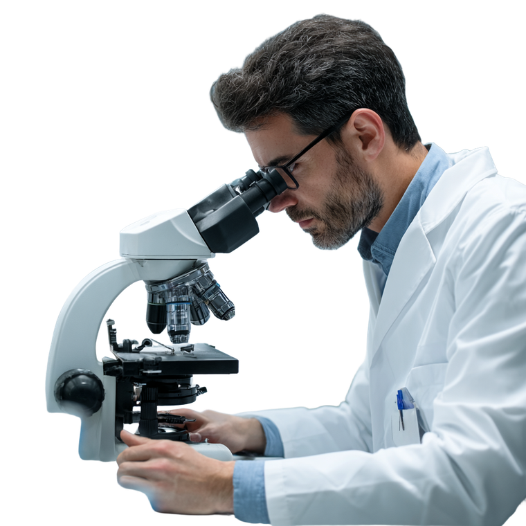 Scientist Using Microscope V4 Vinyl Car Decal Sticker – Waterproof & UV-Resistant 3.4133333333333336"