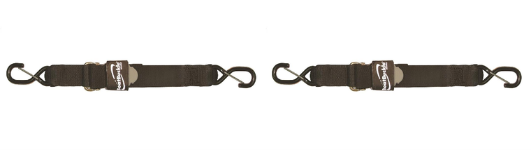 2x Pro Series Boat Gunwale Tie Down Strap | 16ft x 2in | 1200LB Strength | Vinyl-Coated Hooks | SUR-Grip Handle