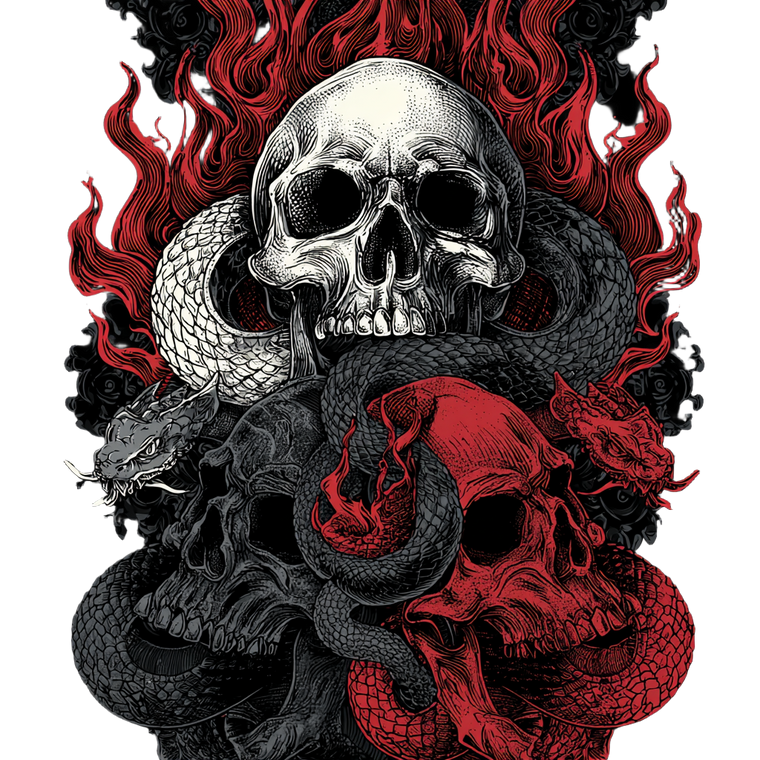 Skulls With Snakes Vinyl Car Decal Sticker – Waterproof & UV-Resistant 3.4133333333333336"