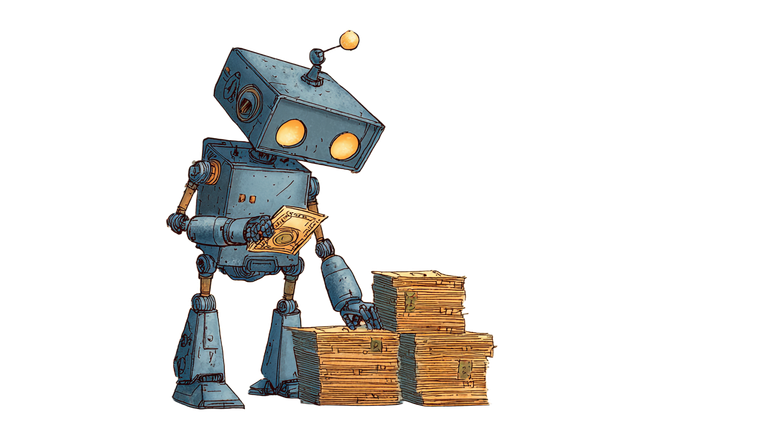 Robot Inspecting Money Vinyl Car Decal Sticker – Waterproof & UV-Resistant 2.773333333333333