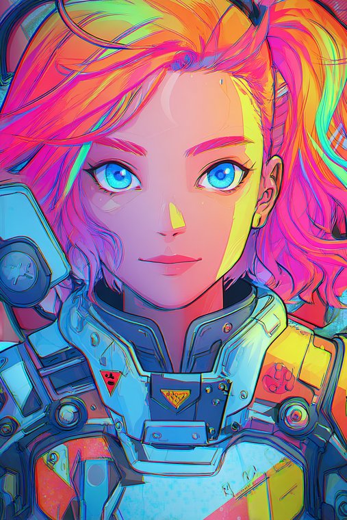 Rainbow-Haired Cyberpunk Girl Vinyl Car Decal Sticker – Waterproof & UV-Resistant 4.4