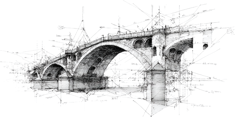 Medieval Bridge Drawing Vinyl Car Decal Sticker – Waterproof & UV-Resistant 5.12"