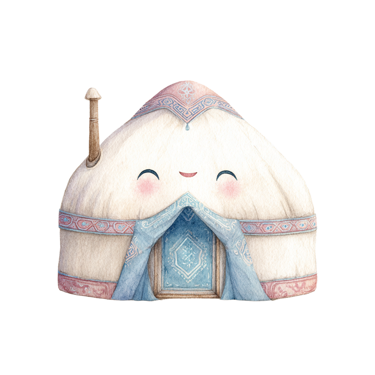 Smiling Yurt Illustration Vinyl Car Decal Sticker – Waterproof & UV-Resistant 6.826666666666667"