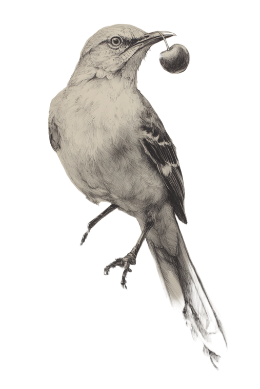 Mockingbird Eating Cherry Vinyl Car Decal Sticker – Waterproof & UV-Resistant 4.4