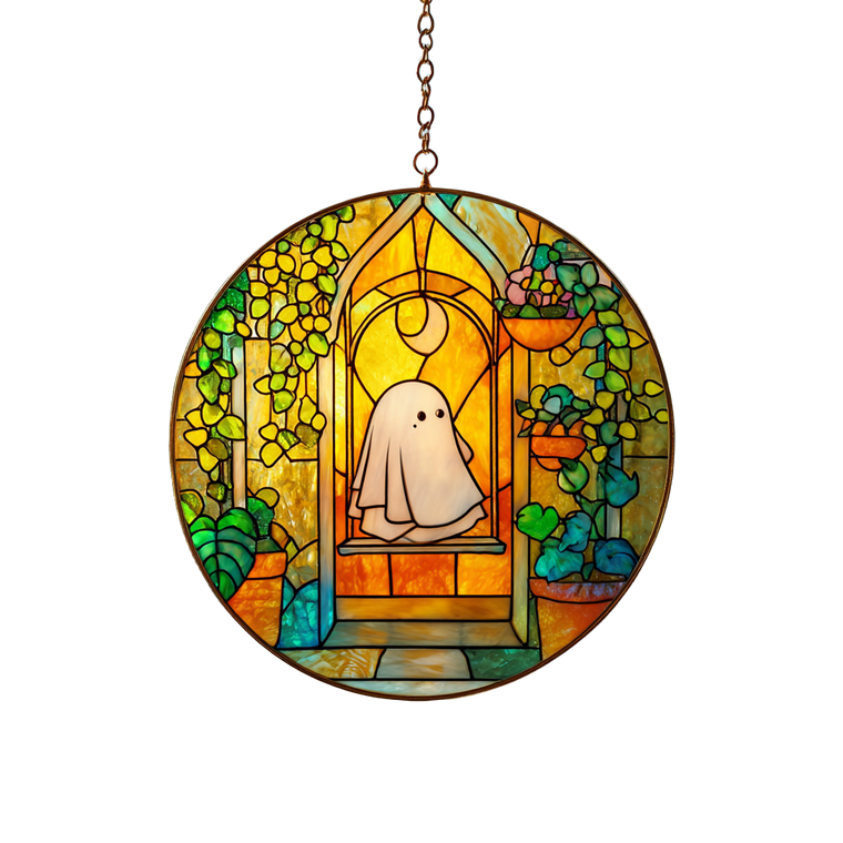 Stained Glass Ghost V4 Vinyl Car Decal Sticker – Waterproof & UV-Resistant 3.4133333333333336"