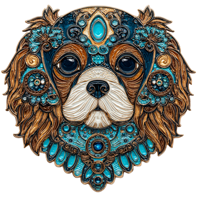 Jeweled Spaniel Pin Vinyl Car Decal Sticker – Waterproof & UV-Resistant 3.4133333333333336"