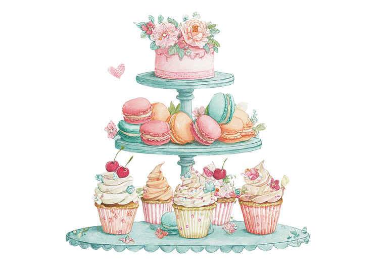Pastel Dessert Stand Vinyl Car Decal Sticker – Waterproof & UV-Resistant 3.0