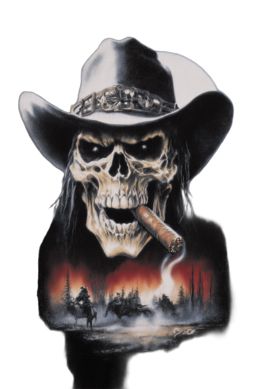 Cowboy Skull Cigar Vinyl Car Decal Sticker – Waterproof & UV-Resistant 8.96"