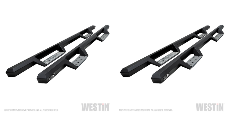 2x Westin HDX Nerf Bar | 3 Inch Square Straight | Black Stainless Steps | Corrosion Resistant | Mount Kit Included