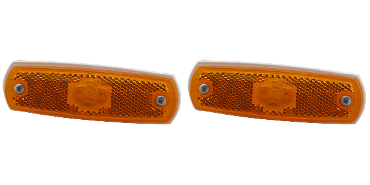 2x Grote Industries Amber LED Clearance Light | Rectangular 5x1-9/16x7/16 | Field Replaceable Lens, Built-in Reflector