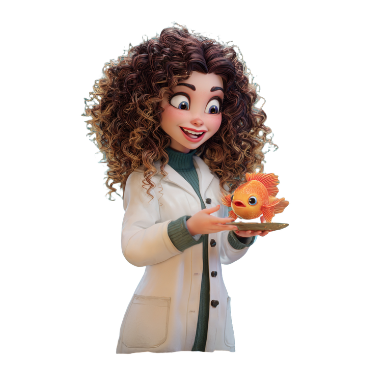 Scientist With Goldfish Vinyl Car Decal Sticker – Waterproof & UV-Resistant 3.4133333333333336"