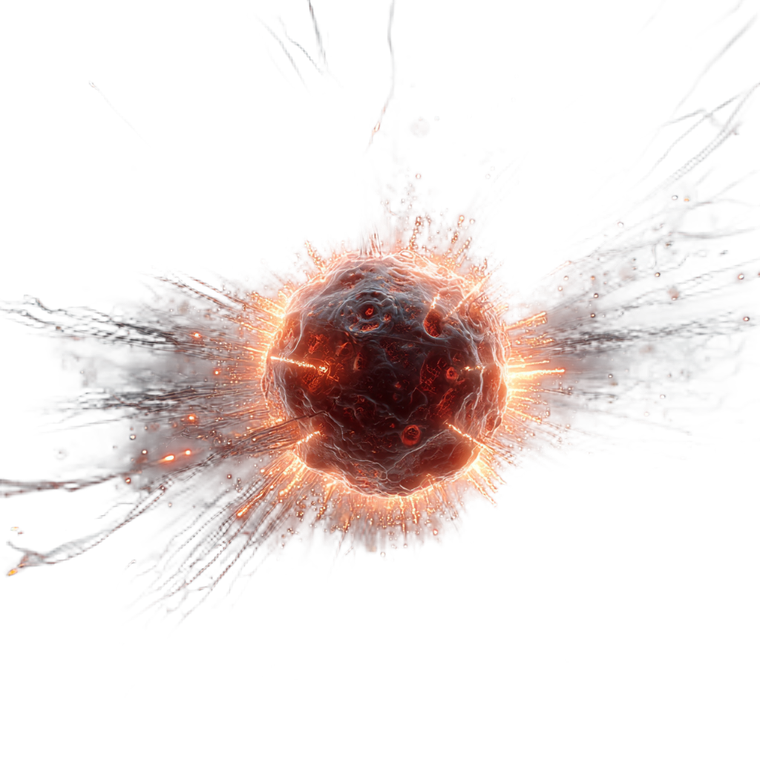 Exploding Futuristic Cancer Cell Vinyl Car Decal Sticker – Waterproof & UV-Resistant 3.4133333333333336"