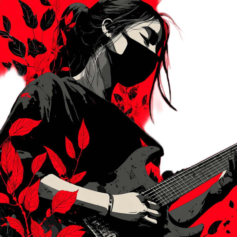 Guitarist With Mask Vinyl Car Decal Sticker – Waterproof & UV-Resistant 6.826666666666667"