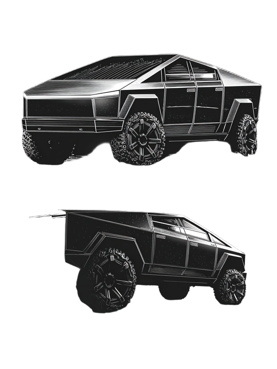 Tesla Cybertruck Bitmap Vinyl Car Decal Sticker – Waterproof & UV-Resistant 4.1066666666666665"