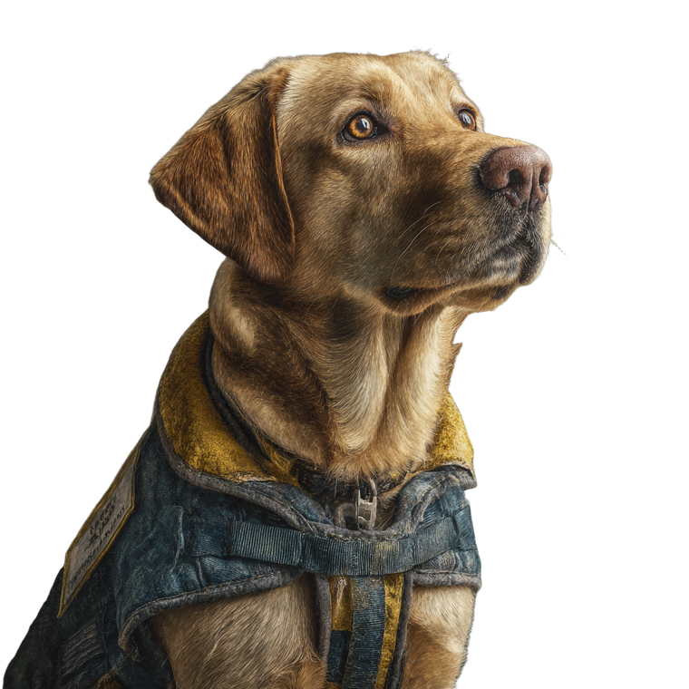 Labrador In Vest Vinyl Car Decal Sticker – Waterproof & UV-Resistant 3.4133333333333336"