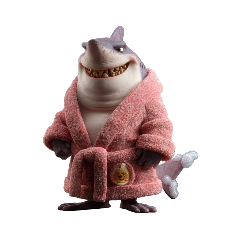 Cartoon Shark Robe Vinyl Car Decal Sticker – Waterproof & UV-Resistant 3.4133333333333336"
