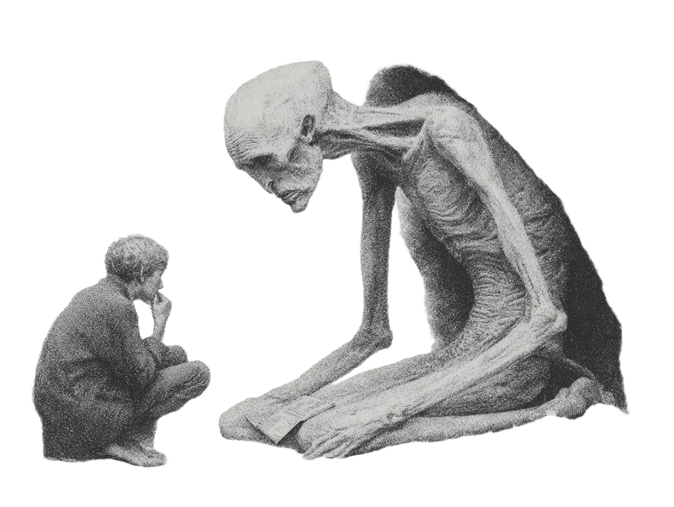 Alien Observing Human Vinyl Car Decal Sticker – Waterproof & UV-Resistant 6.1866666666666665"