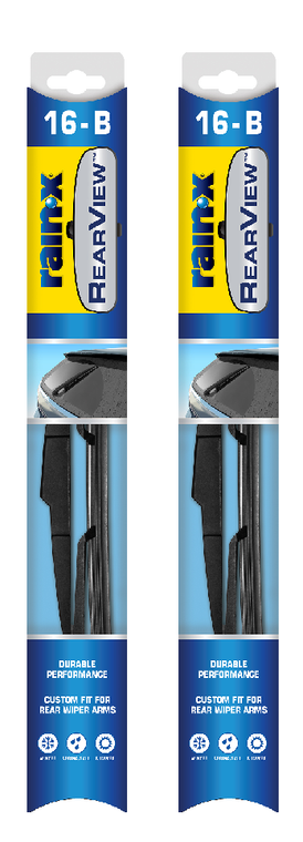 2x Rain-X RearView OE Replacement Wiper Blade | 16-B Type, Quiet, All-Weather Performance