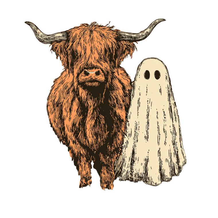 Highland Cow Ghost V4 Vinyl Car Decal Sticker – Waterproof & UV-Resistant 6.826666666666667"