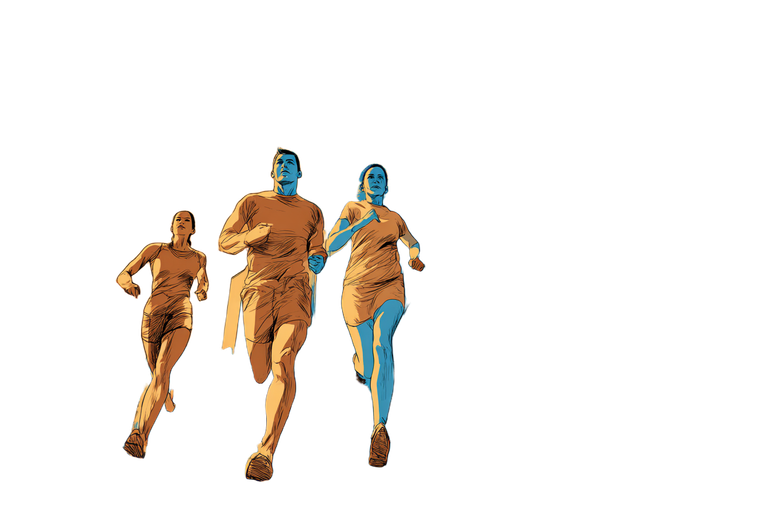 Jogging Brutalist Trio Vinyl Car Decal Sticker – Waterproof & UV-Resistant 2.986666666666667"