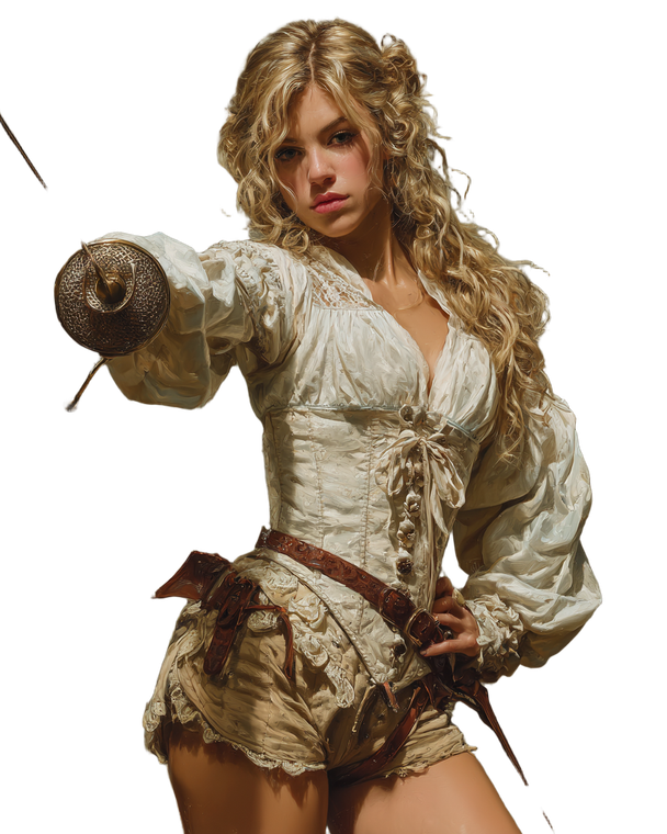 Renaissance Fencer Woman Vinyl Car Decal Sticker – Waterproof & UV-Resistant 4.0"