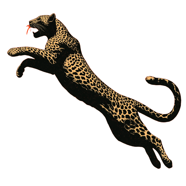 Leaping Leopard Illustration Vinyl Car Decal Sticker – Waterproof & UV-Resistant 3.4133333333333336"