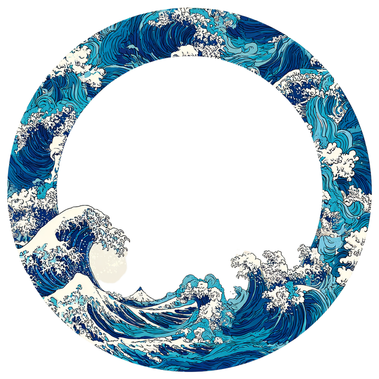 Japanese Wave Token Vinyl Car Decal Sticker – Waterproof & UV-Resistant 3.4133333333333336"
