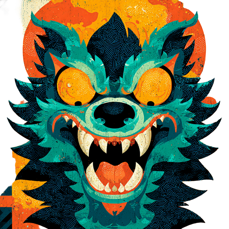 Kawaii Werewolf Design Vinyl Car Decal Sticker – Waterproof & UV-Resistant 3.4133333333333336"