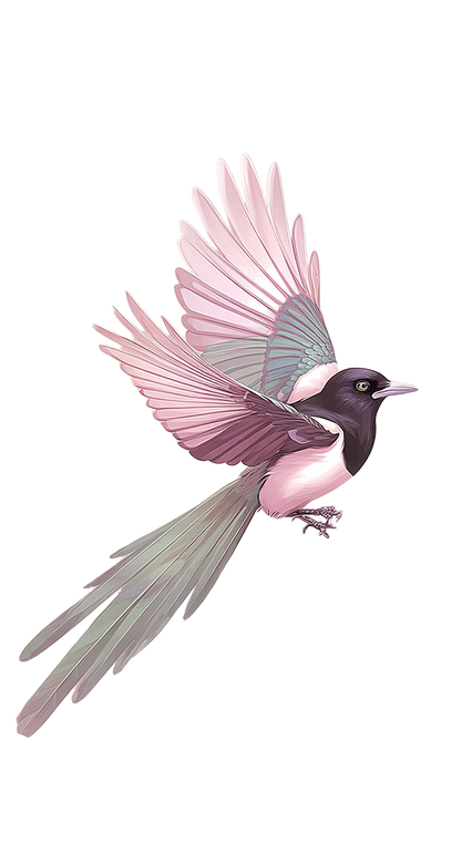 Flying Magpie Illustration Vinyl Car Decal Sticker – Waterproof & UV-Resistant 4.8533333333333335"