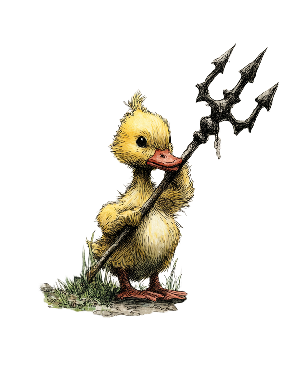 Duckling With Trident Vinyl Car Decal Sticker – Waterproof & UV-Resistant 4.05333333333333