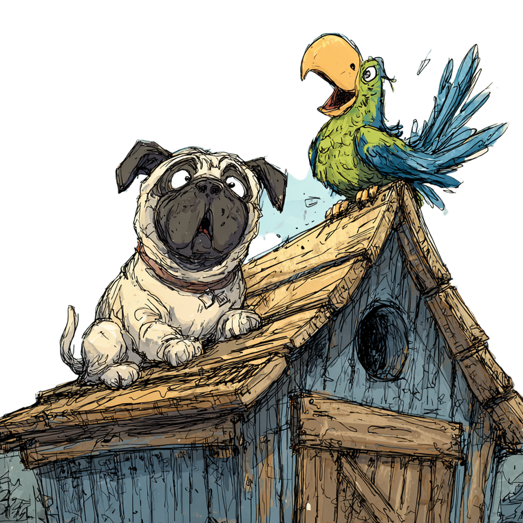 Pug On Doghouse Vinyl Car Decal Sticker – Waterproof & UV-Resistant 3.4133333333333336"
