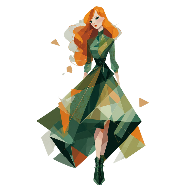 Geometric Orange-Haired Girl Vinyl Car Decal Sticker – Waterproof & UV-Resistant 3.4133333333333336"