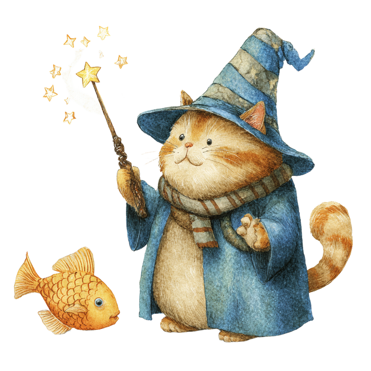 Wizard Cat Casting V2 Vinyl Car Decal Sticker – Waterproof & UV-Resistant 3.4133333333333336"