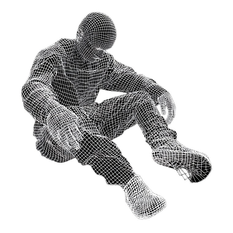 Wireframe Seated Figure Vinyl Car Decal Sticker – Waterproof & UV-Resistant 6.826666666666667"