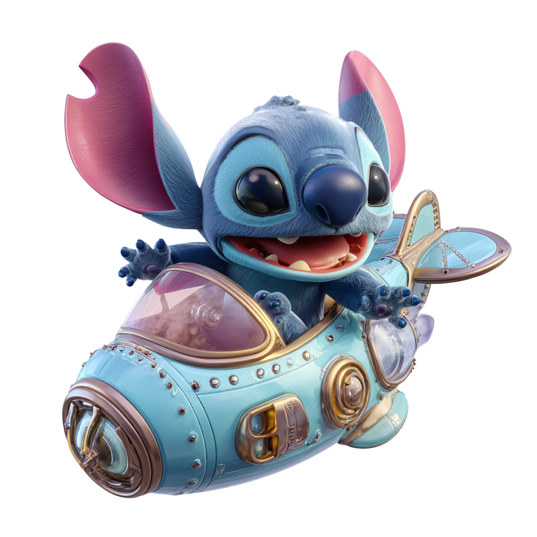Stitch On Spaceship Vinyl Car Decal Sticker – Waterproof & UV-Resistant 6.826666666666667"