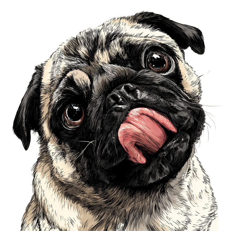 Cute Pug Licking Vinyl Car Decal Sticker – Waterproof & UV-Resistant 3.4133333333333336"