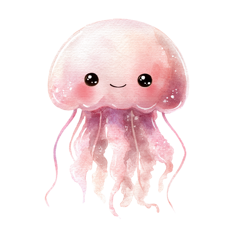 Cute Jellyfish Illustration V4 Vinyl Car Decal Sticker – Waterproof & UV-Resistant 3.4133333333333336"