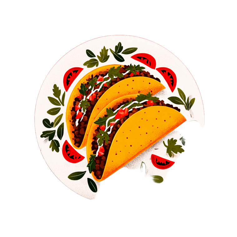 Colorful Taco Illustration Vinyl Car Decal Sticker – Waterproof & UV-Resistant 3.4133333333333336"