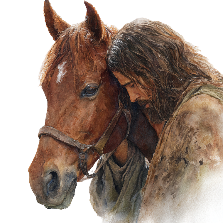 Jesus With Horse V2 Vinyl Car Decal Sticker – Waterproof & UV-Resistant 6.826666666666667"