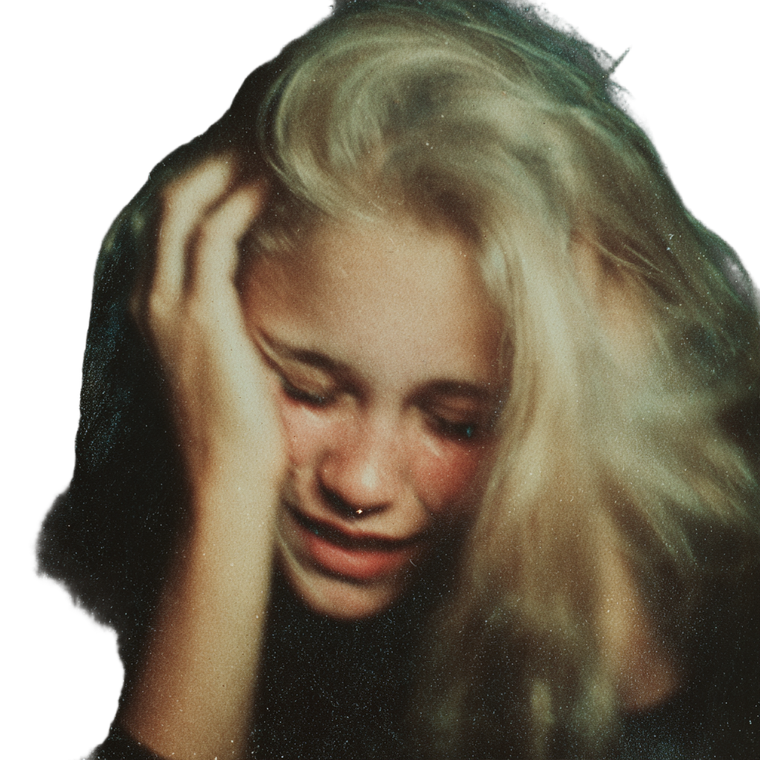 Crying Blonde Woman V5 Vinyl Car Decal Sticker – Waterproof & UV-Resistant 3.4133333333333336"