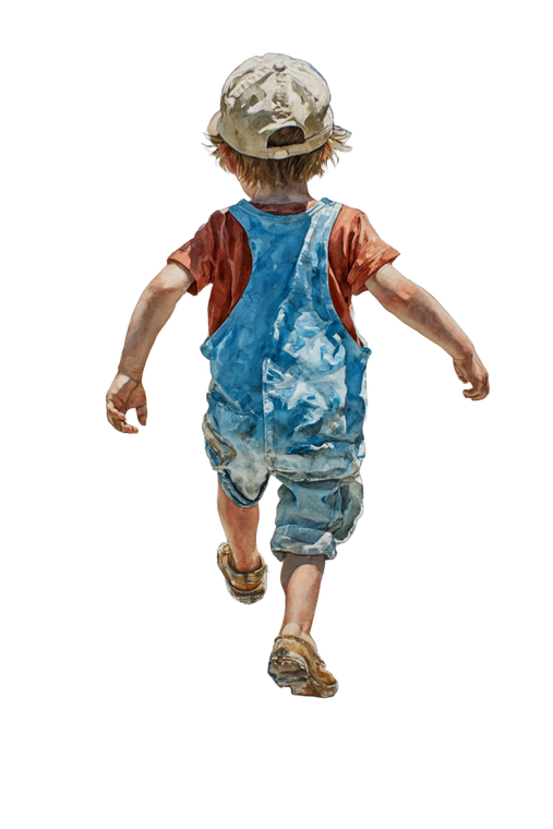 Cute Boy Frolicking Vinyl Car Decal Sticker – Waterproof & UV-Resistant 8.96"