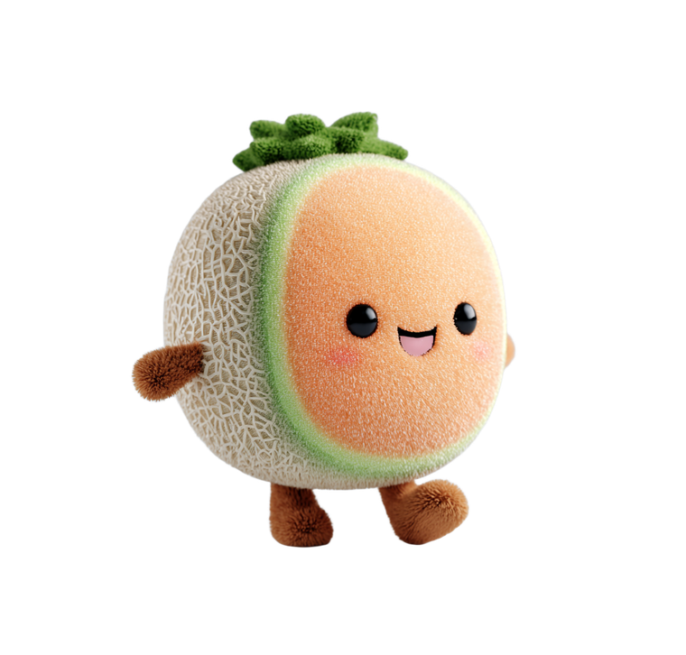 Cute Plush Cantaloupe Vinyl Car Decal Sticker – Waterproof & UV-Resistant 3.4133333333333336"